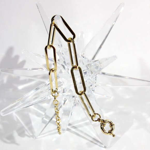 BaubleBar Gold Tone Paperclip Link Bracelet - Picture 4 of 6